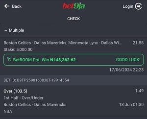 betBOOM betslip example
