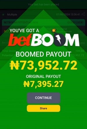 betBOOM odds example